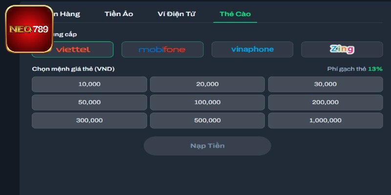 Chú ý nhập đúng thông tin khi nạp tiền tại Neo789
