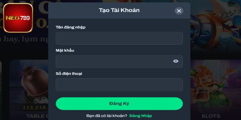 Hướng dẫn đăng ký Neo789 chi tiết trên website