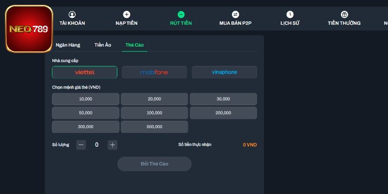 Lưu ý trong hướng dẫn rút tiền Neo789