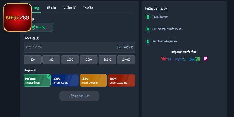 Tổng hợp các cách nạp tiền tại Neo789