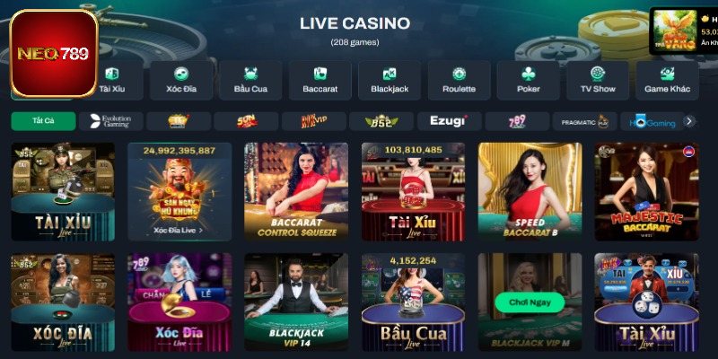 Tổng quát về sảnh live casino Neo789